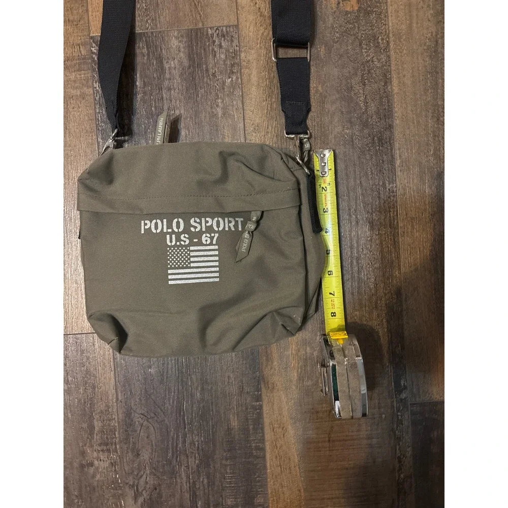 Polo Sport Ralph Lauren Olive Green Crossbody Messenger Bag US-67 Flag
